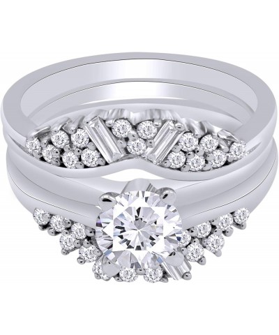 1.00 Carat Round & Baguette White Cubic Zirconia Enhancer Guard Ring 14K Gold Over Sterling Silver White $27.09 Rings