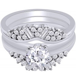 1.00 Carat Round & Baguette White Cubic Zirconia Enhancer Guard Ring 14K Gold Over Sterling Silver White $27.09 Rings