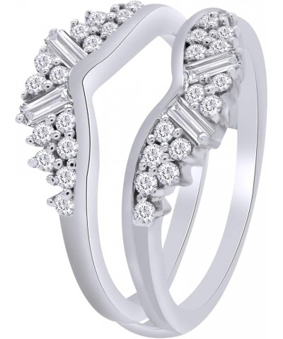 1.00 Carat Round & Baguette White Cubic Zirconia Enhancer Guard Ring 14K Gold Over Sterling Silver White $27.09 Rings