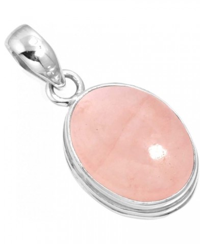 925 Sterling Silver Handmade Pendant for Women 12x16 Oval Gemstone Fashion Jewelry for Gift (99541_P) Rose Quartz $23.09 Pend...