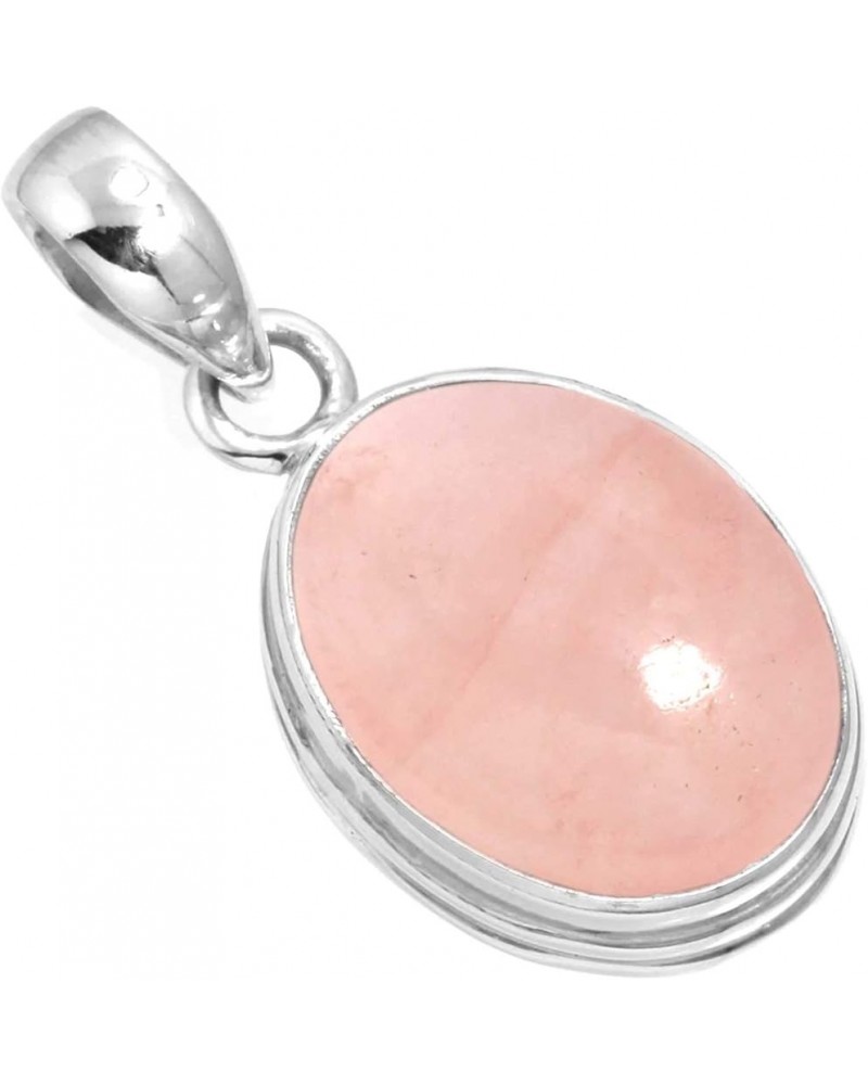 925 Sterling Silver Handmade Pendant for Women 12x16 Oval Gemstone Fashion Jewelry for Gift (99541_P) Rose Quartz $23.09 Pend...