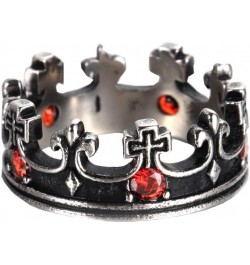 Men's Women's Stainless Steel Round Cubic Zirconia Inlaid Vintage Domineering Royal King Crown Cross Ring Silver Black with R...