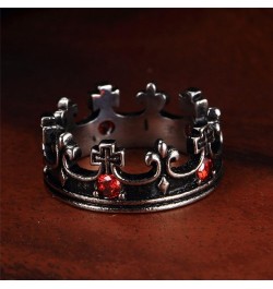 Men's Women's Stainless Steel Round Cubic Zirconia Inlaid Vintage Domineering Royal King Crown Cross Ring Silver Black with R...