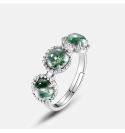 Natural Moss Agate Ring for Women 925 Sterling Silver Green Moss Agate Set Ring for Women Promise Ring Engagement Moss Agate ...