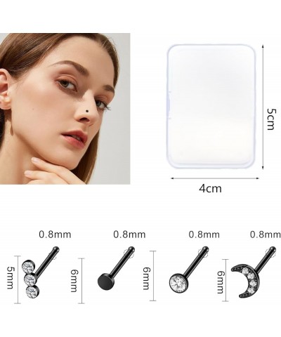 36-44 Pcs 18G 20G Nose Rings Studs Nose Rings for Women Nose Piercings Jewelry Surgical Stainless Steel Straight Nose Studs M...