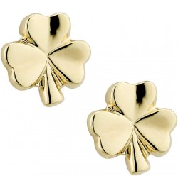 Small Shamrock Earrings Studs Yellow Gold Plated Made in Ireland $22.39 Earrings