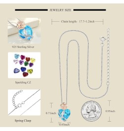 Heart Birthstone Necklace 925 Sterling Silver Rose Flower Pendant Jewelry for Women 03-Aquamarine-Mar $34.44 Necklaces