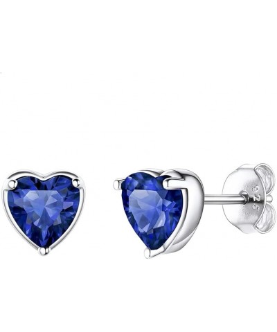 1 Pair Authentic Sterling Silver Heart Birthstone Stud Earrings 6mm 0.84 Carat Cubic Zirconia Diamond Gemstone Hypoallergenic...