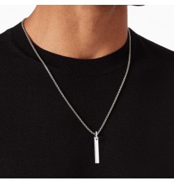 Simple Tungsten Steel Bar Pendant Necklace for Men Women 22" Silver-color with Box chain $17.40 Necklaces