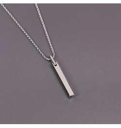 Simple Tungsten Steel Bar Pendant Necklace for Men Women 22" Silver-color with Box chain $17.40 Necklaces