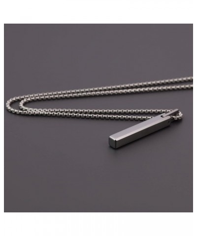 Simple Tungsten Steel Bar Pendant Necklace for Men Women 22" Silver-color with Box chain $17.40 Necklaces