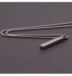 Simple Tungsten Steel Bar Pendant Necklace for Men Women 22" Silver-color with Box chain $17.40 Necklaces