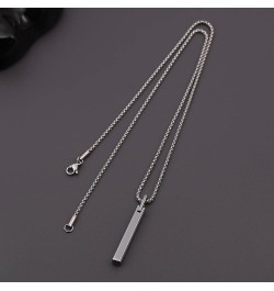 Simple Tungsten Steel Bar Pendant Necklace for Men Women 22" Silver-color with Box chain $17.40 Necklaces