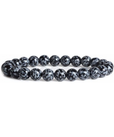 Gem Semi Precious Gemstone 8mm Round Beads Stretch Bracelet 7 Inch Unisex Snowflake Obsidian $7.00 Bracelets