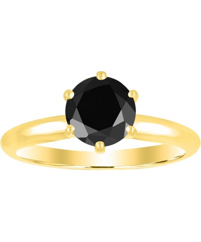 1/2-10 Carat Total Weight Round 14K Yellow Gold Round Black Diamond Ring (AAA Quality) $164.33 Rings