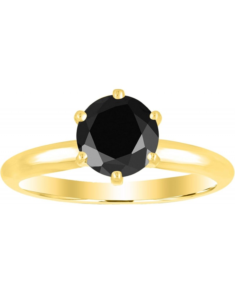 1/2-10 Carat Total Weight Round 14K Yellow Gold Round Black Diamond Ring (AAA Quality) $164.33 Rings