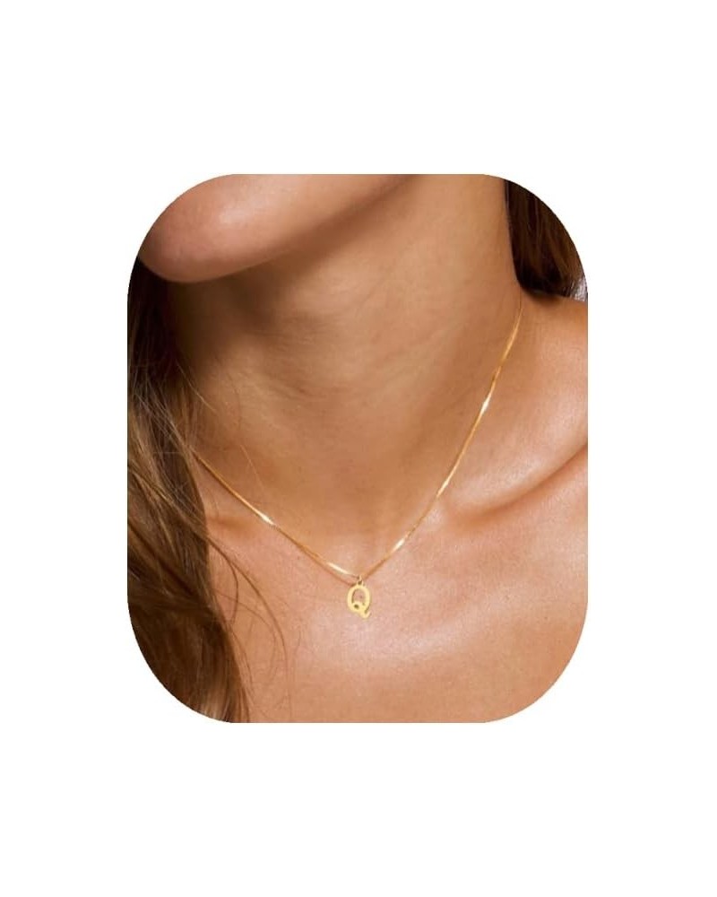 Initial Necklaces for Women Girls, Dainty Gold Necklace for women Trendy A-Z Initial Necklace Gold Chain Necklace Herringbone...