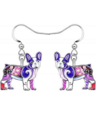 Alloy Cute French Bulldog Earrings Dangle Pet French Bulldog Dog Jewelry Gifts for Girls Women Ladies Purple $7.64 Earrings