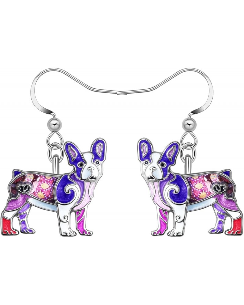 Alloy Cute French Bulldog Earrings Dangle Pet French Bulldog Dog Jewelry Gifts for Girls Women Ladies Purple $7.64 Earrings