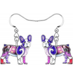 Alloy Cute French Bulldog Earrings Dangle Pet French Bulldog Dog Jewelry Gifts for Girls Women Ladies Purple $7.64 Earrings