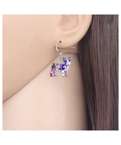 Alloy Cute French Bulldog Earrings Dangle Pet French Bulldog Dog Jewelry Gifts for Girls Women Ladies Purple $7.64 Earrings