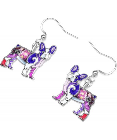 Alloy Cute French Bulldog Earrings Dangle Pet French Bulldog Dog Jewelry Gifts for Girls Women Ladies Purple $7.64 Earrings