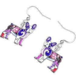 Alloy Cute French Bulldog Earrings Dangle Pet French Bulldog Dog Jewelry Gifts for Girls Women Ladies Purple $7.64 Earrings