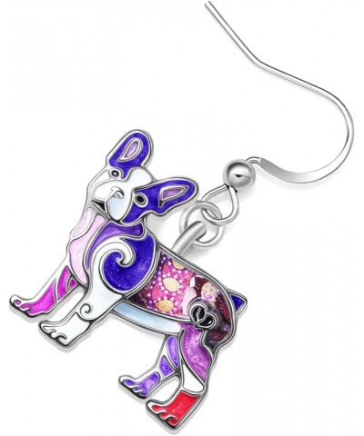 Alloy Cute French Bulldog Earrings Dangle Pet French Bulldog Dog Jewelry Gifts for Girls Women Ladies Purple $7.64 Earrings