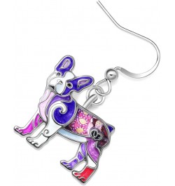 Alloy Cute French Bulldog Earrings Dangle Pet French Bulldog Dog Jewelry Gifts for Girls Women Ladies Purple $7.64 Earrings