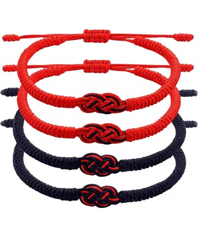 4 Pcs Red and Black Bracelet Handmade Lucky Bracelet for Men Women Red String Bracelet for Couples Bracelets Mixing colors $1...