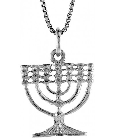 3/4 inch Small Sterling Silver Menorah Pendant Necklace for Women and Men 17mm wide 16-30 inch With 30 inch 1mm Box Chain $12...