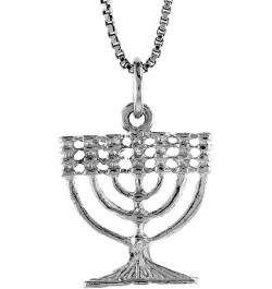 3/4 inch Small Sterling Silver Menorah Pendant Necklace for Women and Men 17mm wide 16-30 inch With 30 inch 1mm Box Chain $12...