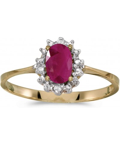 10k Yellow Gold Oval Ruby And Diamond Ring $74.40 Rings