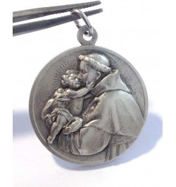 Saint Anthony of Padua Silver Tone Medal - Made in High Relief - Big Size - 32mm $22.72 Necklaces