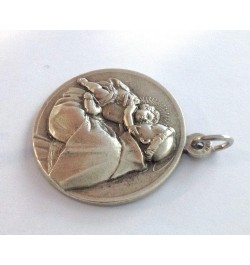 Saint Anthony of Padua Silver Tone Medal - Made in High Relief - Big Size - 32mm $22.72 Necklaces