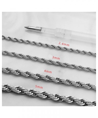 Mens Chain Stainless Steel Rope, Hip Hop Jewelry for Women 16-30 Inch Rope Chain Necklace and Polished 20.0 Inches 2.4mm $8.3...