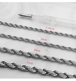 Mens Chain Stainless Steel Rope, Hip Hop Jewelry for Women 16-30 Inch Rope Chain Necklace and Polished 20.0 Inches 2.4mm $8.3...