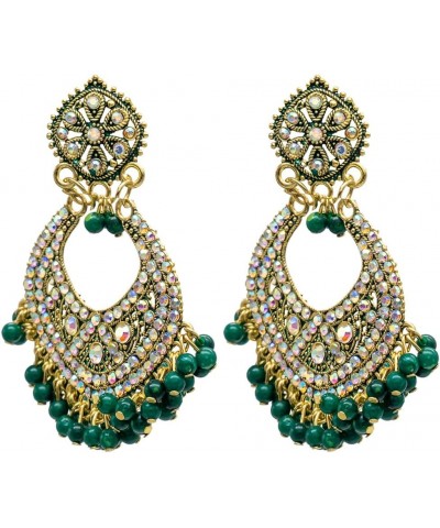 Traditional Indian Gold Maroon Colour CZ, Crystal Studded Chand Bali Earring For Women - Maroon (SJE_84_M) Green $10.35 Earrings