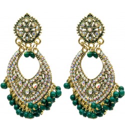 Traditional Indian Gold Maroon Colour CZ, Crystal Studded Chand Bali Earring For Women - Maroon (SJE_84_M) Green $10.35 Earrings