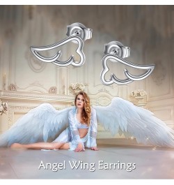 Sterling Silver Earrings for Women Stud Dangle Drop Chain Earrings Jewelry Gifts for Women Girls Angel Wings $18.35 Earrings