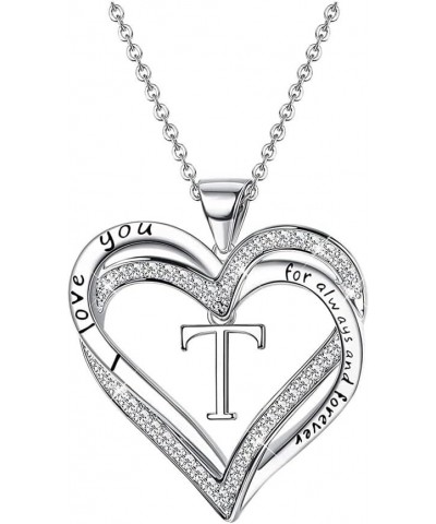 Letters Necklace Jewelry Heart Pendant Necklace Silver Plated Dainty Initial Alphabet Letter Charm Necklace T $3.93 Necklaces