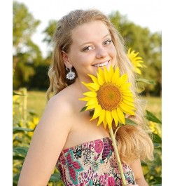 Antique Gold Silver Sunflower Clip on Earrings Sunflower Non Pierced Clip Earrings for Women Girls Antique silver $8.39 Earrings