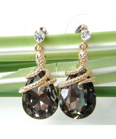 18k Gold Plated Crystal Multicolor Pear Shape Zircon Snake Drop Dangle Earrings And Neckalce Pendant Jewelry set Gray $11.95 ...