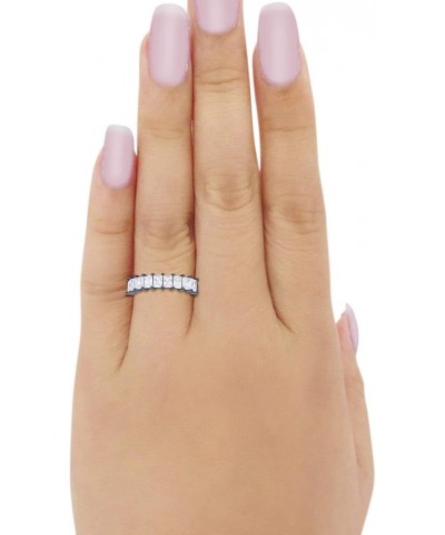 Half Eternity Radiant Cut Wedding Band Ring 925 Sterling Silver Black Tone, Simulated CZ $10.50 Rings