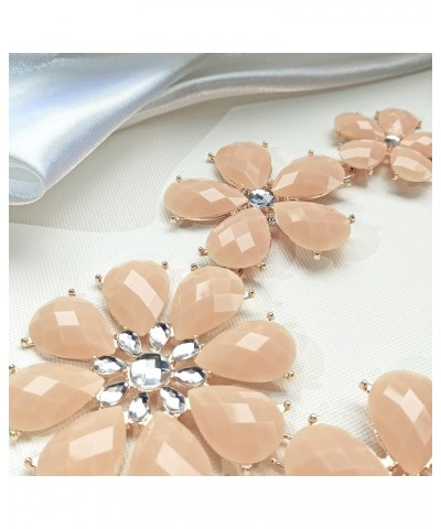 Shiny Flower Statement Collar Necklace with Earrings Nude $7.14 Necklaces