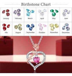 Valentines Day Gifts for Her, Sterling Silver Rose Heart Birthstone Necklace for Women Forever Love Heart Pendant Jewelry Gif...