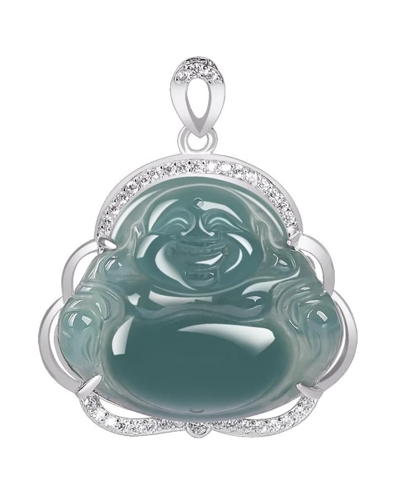 Elegant Natural Jade Necklace with Smiling Maitreya Buddha Pendant - A Timeless Symbol of Good Luck & Moistened Fortune - A U...