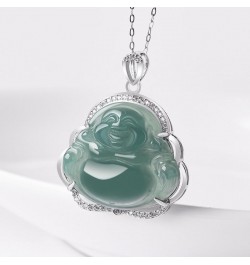 Elegant Natural Jade Necklace with Smiling Maitreya Buddha Pendant - A Timeless Symbol of Good Luck & Moistened Fortune - A U...