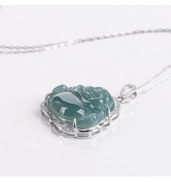 Elegant Natural Jade Necklace with Smiling Maitreya Buddha Pendant - A Timeless Symbol of Good Luck & Moistened Fortune - A U...