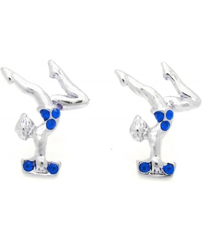 Gymnast Beam Stag Post Earrings with Teal Crystals Royal $10.29 Earrings